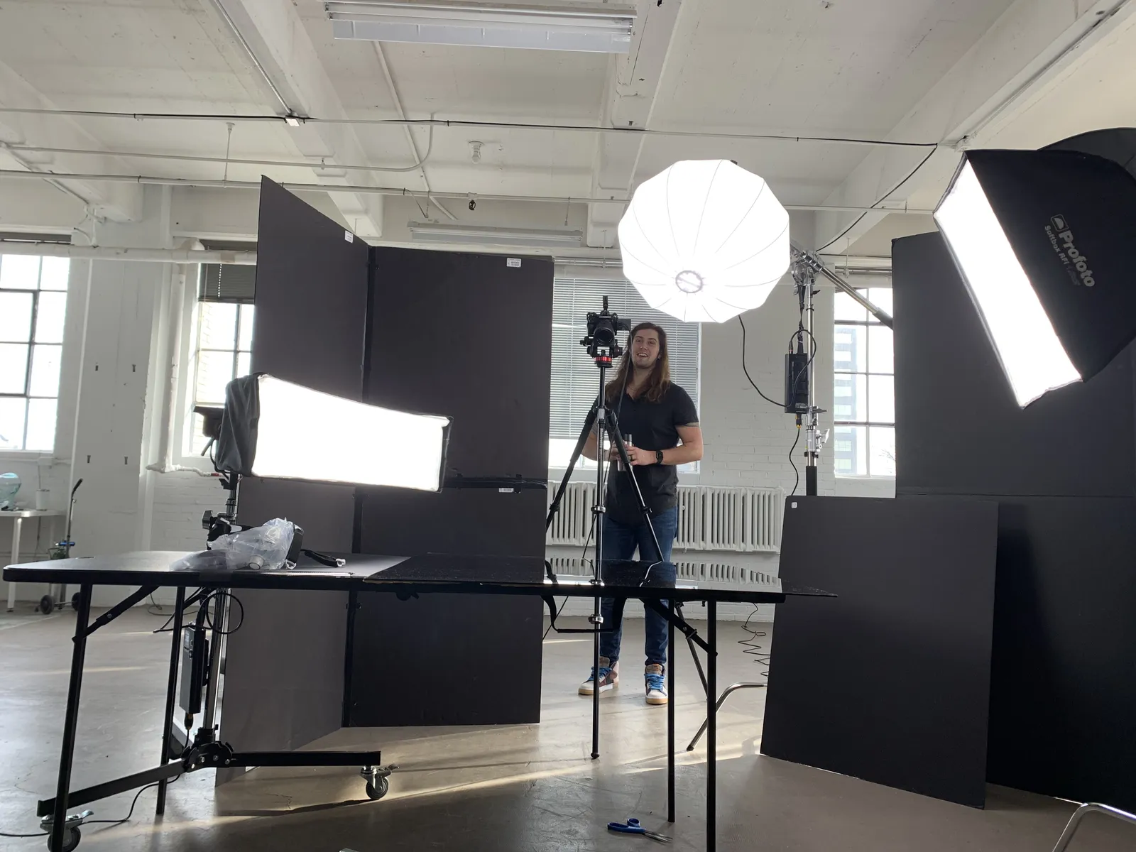 A warm single camera interview setting